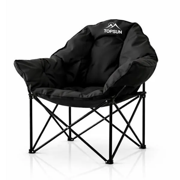 TOPSUN King Sofa Chair — black plush bucket chair with cross frame, studio shot